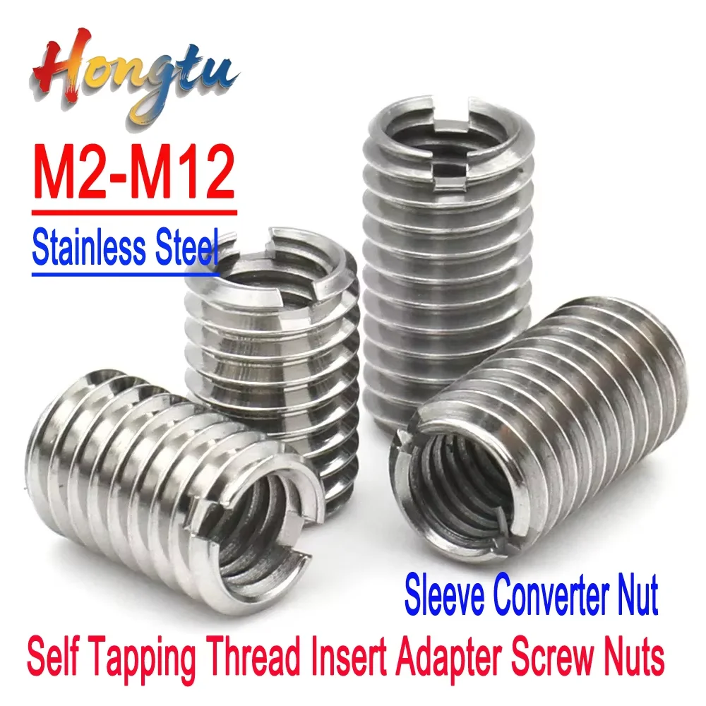 M2-M12 Stainless Steel Sotted Inside Outside Self Tapping Thread Insert Adapter Screw Nuts Sleeve Converter Nut 1/2/3/5/10pcs
M2-M12 Stainless Steel Sotted Inside Outside Self Tapping Thread Insert Adapter Screw Nuts Sleeve Converter Nut 1/2/3/5/10pcs