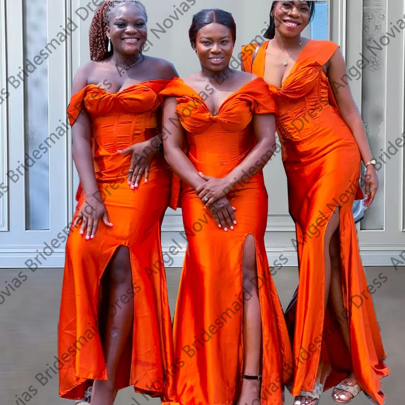 Customized Long Mermaid Orange Bridesmaid Dresses For Weddings Party Dress Off Shoulder Robes Invitee Mariage
Customized Long Mermaid Orange Bridesmaid Dresses For Weddings Party Dress Off Shoulder Robes Invitee Mariage
