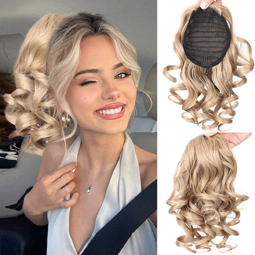 Short Loose Curly Drawstring Ponytail Hair Extensions 8 Inch Curly Wavy Synthetic Clip in Pony Tail Hair Piece For Women
Short Loose Curly Drawstring Ponytail Hair Extensions 8 Inch Curly Wavy Synthetic Clip in Pony Tail Hair Piece For Women