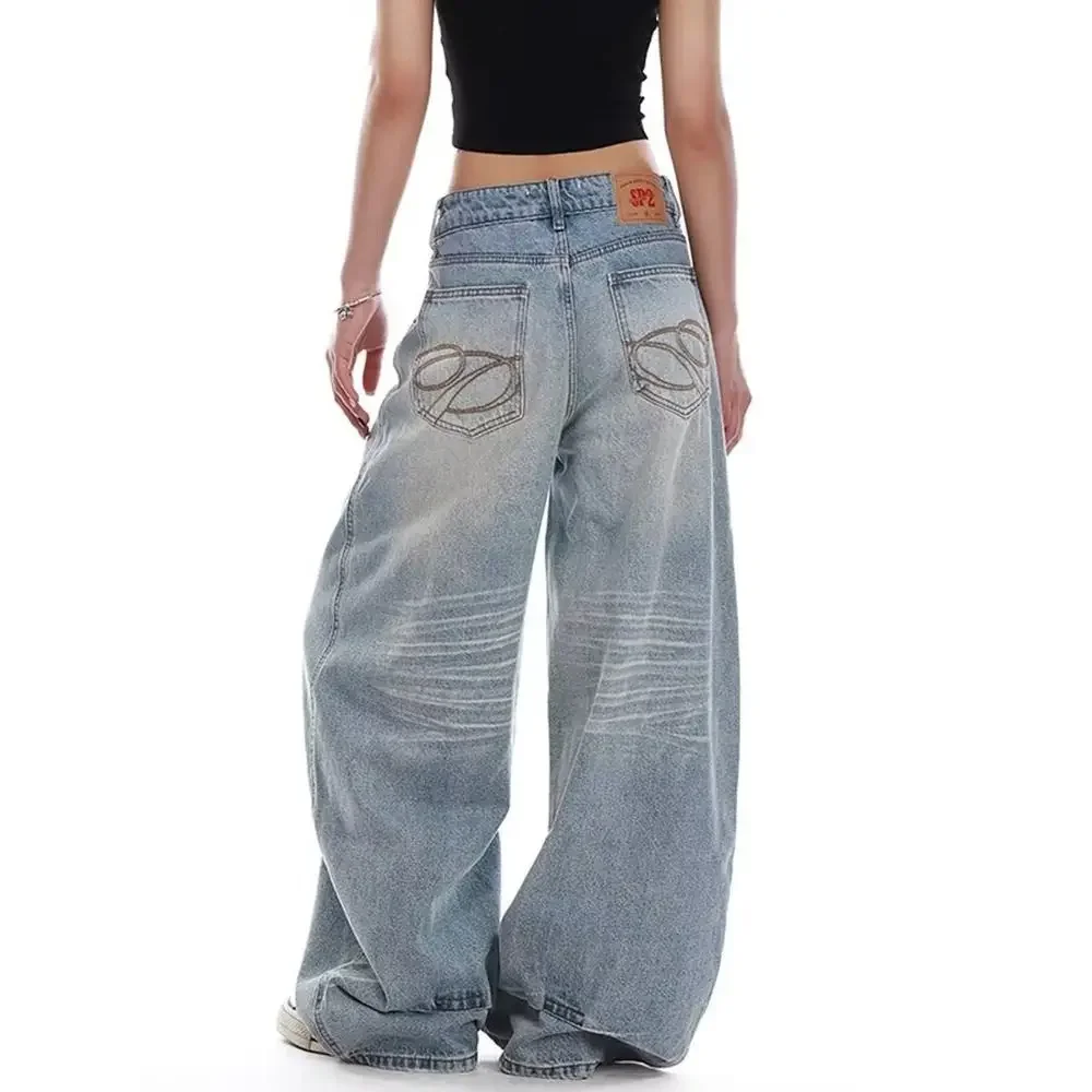Casual Vintage Y2k Embroidery Jeans Women Blue High Waist Straight Baggy Denim Trousers American Retro 90s Street Wide Leg Jeans
Casual Vintage Y2k Embroidery Jeans Women Blue High Waist Straight Baggy Denim Trousers American Retro 90s Street Wide Leg Jeans