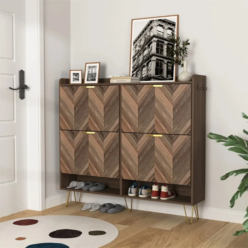 Hommoo Modern Shoe Storage Cabinet, Textured Finish Freestanding Organizer with 4 Flip Drawers & Hook, Shoe Rack Cabinet for Ent
Hommoo Modern Shoe Storage Cabinet, Textured Finish Freestanding Organizer with 4 Flip Drawers & Hook, Shoe Rack Cabinet for Ent