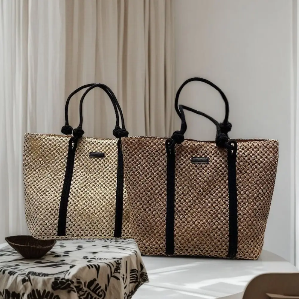 Handmade Straw Woven Bags Large Capacity Solid Color Shopping Tote Bag Zipper Closure Top-Handle Women's Shoulder Bags
Handmade Straw Woven Bags Large Capacity Solid Color Shopping Tote Bag Zipper Closure Top-Handle Women's Shoulder Bags