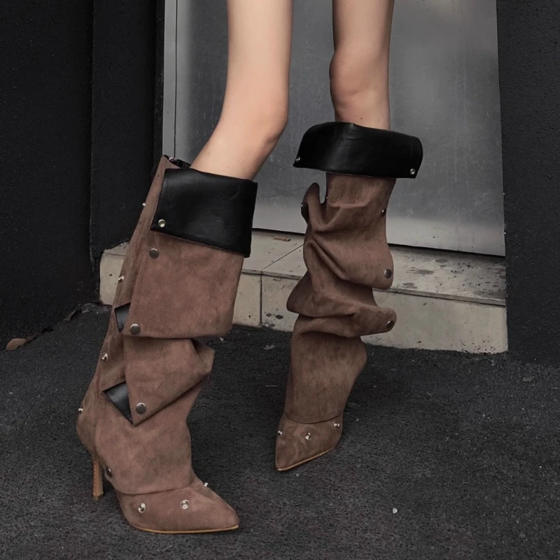 Women's Fashion Pleated Designer Pu Waterproof High Boots Women2025 Autumn New Sexy Pointed Slip-on Knight Boots Women Plus Size
Women's Fashion Pleated Designer Pu Waterproof High Boots Women2025 Autumn New Sexy Pointed Slip-on Knight Boots Women Plus Size