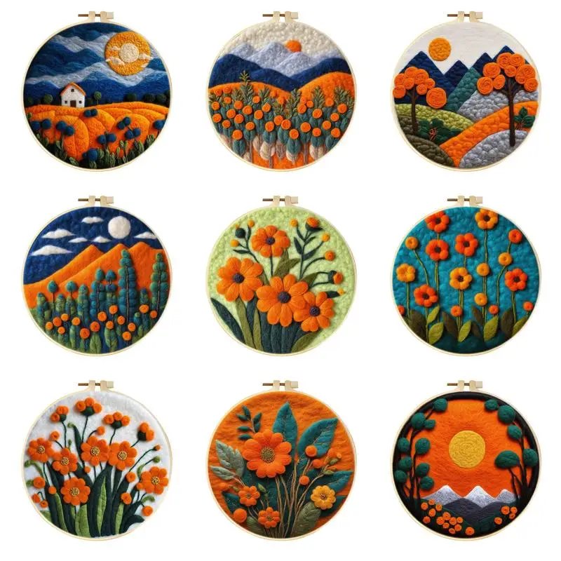 DIY Wool Felting Painting With Embroidery Frame Handmade Needle Wool Painting Picture For Home Decors Crafts Gift Orange Flowers
DIY Wool Felting Painting With Embroidery Frame Handmade Needle Wool Painting Picture For Home Decors Crafts Gift Orange Flowers
