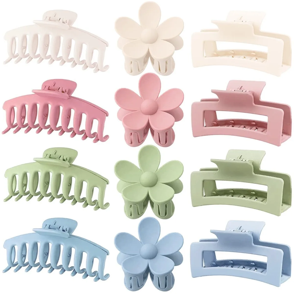 12Pcs Neutral Tone Plastic Hair Claw Clips Set, Large Non-slip Hair Clamps, Matte Hair Accessories for Women Daily Styling
12Pcs Neutral Tone Plastic Hair Claw Clips Set, Large Non-slip Hair Clamps, Matte Hair Accessories for Women Daily Styling