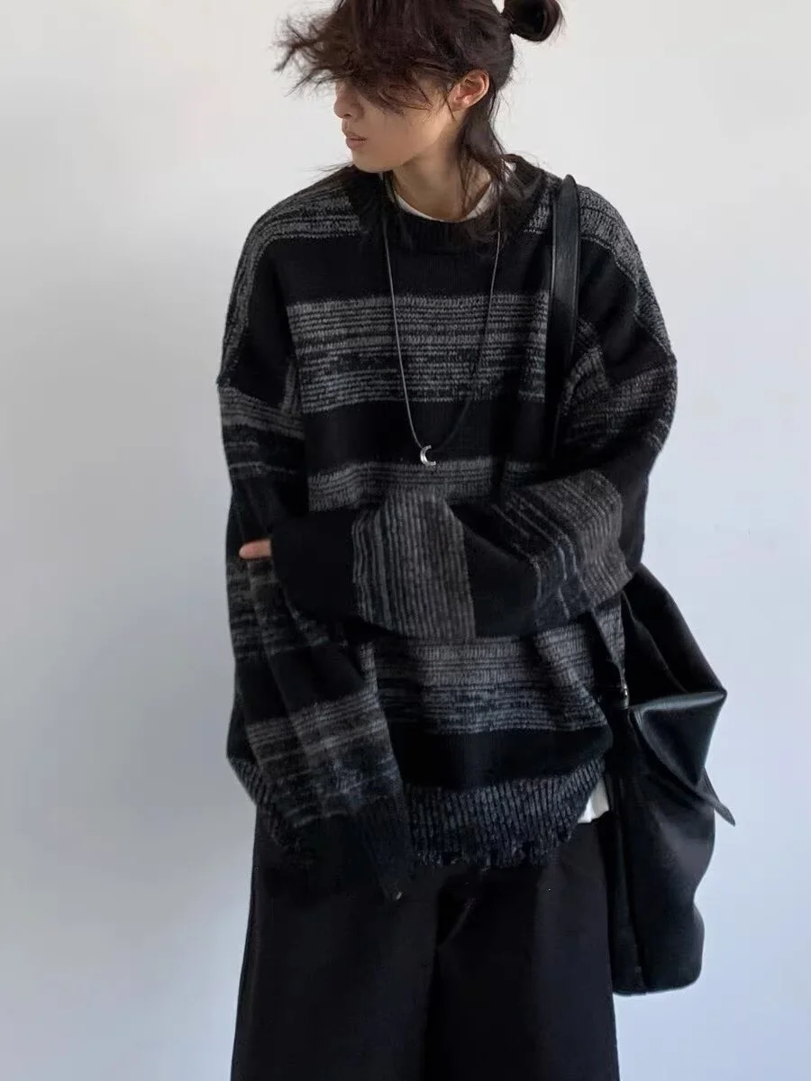 Trendy Black Striped Loose Knitted Sweater for Men And Women with Hole Design Autumn Winter Polyester Fiber Retro Style Casua...
Trendy Black Striped Loose Knitted Sweater for Men And Women with Hole Design Autumn Winter Polyester Fiber Retro Style Casua...