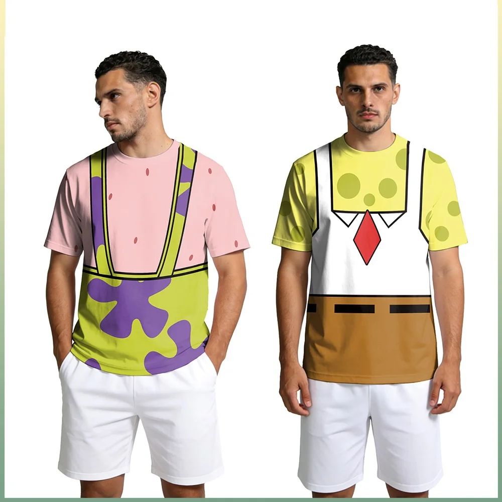 Sponge & Patrick Star Cosplay T-Shirt - Printed Graphic Tee for Halloween Party, Casual Versatile Daily Wear Top
Sponge & Patrick Star Cosplay T-Shirt - Printed Graphic Tee for Halloween Party, Casual Versatile Daily Wear Top