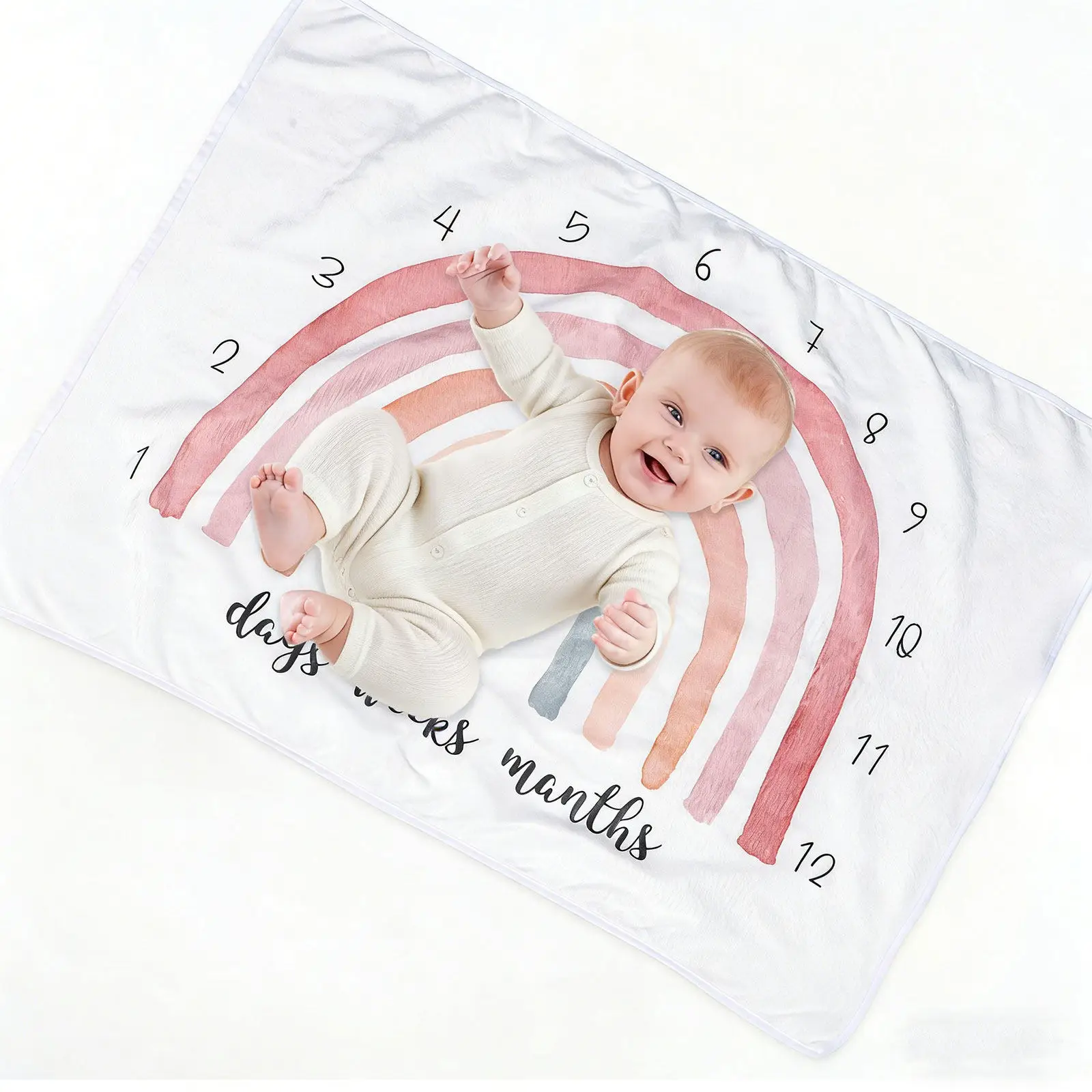 Rainbow Flannel Baby Blanket Monthly Growth Tracker for Newborn Photography Memory Keepsake Photo Shoot Background
Rainbow Flannel Baby Blanket Monthly Growth Tracker for Newborn Photography Memory Keepsake Photo Shoot Background