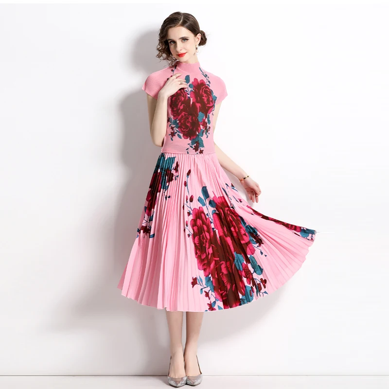 Summer Two-piece Set for Elegant Women Sets Womens Outfits Pink Chic Dresses Short Sleeve Woman Dress Fashion Women's Suits Midi
Summer Two-piece Set for Elegant Women Sets Womens Outfits Pink Chic Dresses Short Sleeve Woman Dress Fashion Women's Suits Midi