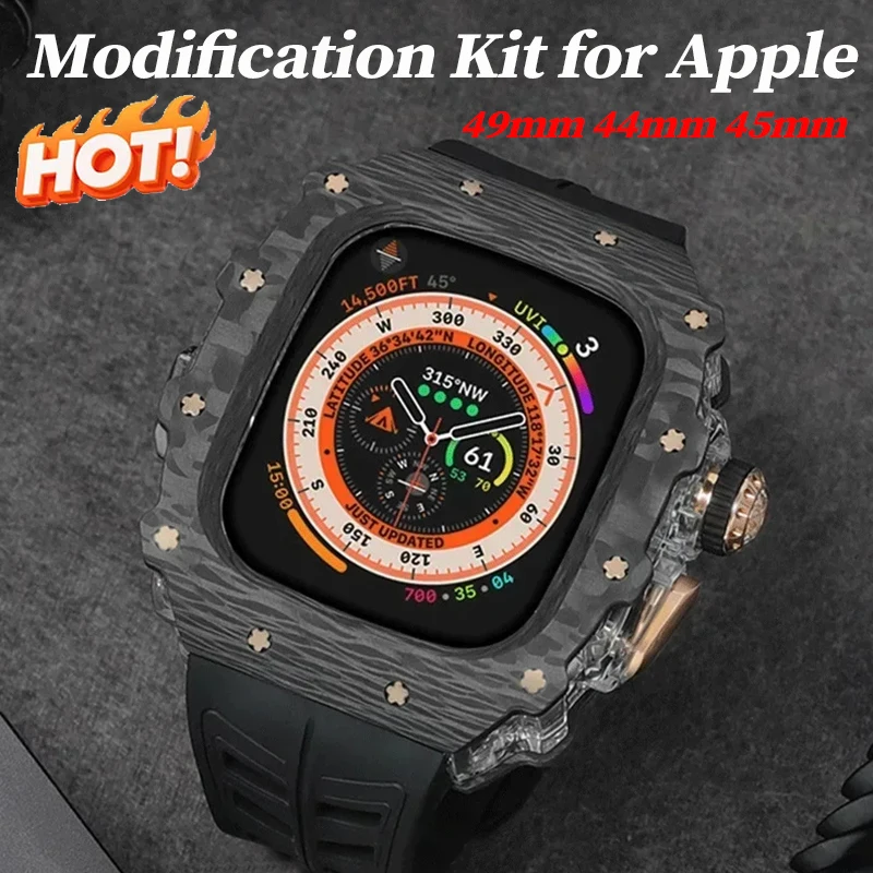 Luxury Carbon Fiber Case Modification Kit for Apple Watch Ultra 3 49mm 44mm 45mm Case Rubber Strap for Iwatch 9 8 7 6 SE 5 4 Mod
Luxury Carbon Fiber Case Modification Kit for Apple Watch Ultra 3 49mm 44mm 45mm Case Rubber Strap for Iwatch 9 8 7 6 SE 5 4 Mod