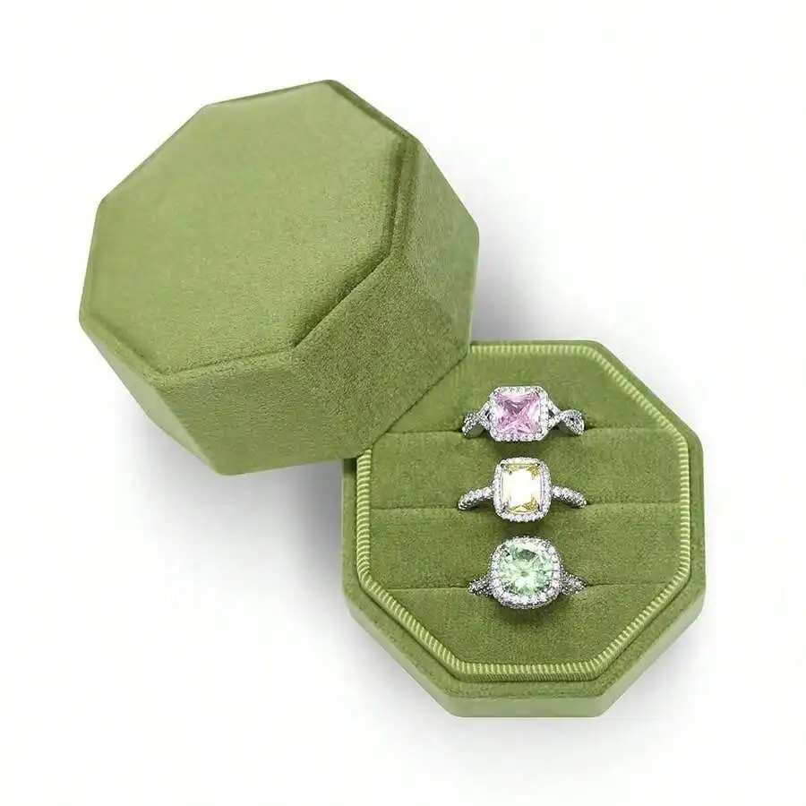 BLUTETE Velvet Jewelry Ring Box,Octagon 3 Slots Wedding Day Ring Box,Premium Vintage Ring Display Holder Wedding Ceremony Proposal Engagement(Olive Green),OliveGreen
BLUTETE Velvet Jewelry Ring Box,Octagon 3 Slots Wedding Day Ring Box,Premium Vintage Ring Display Holder Wedding Ceremony Proposal Engagement(Olive Green),OliveGreen