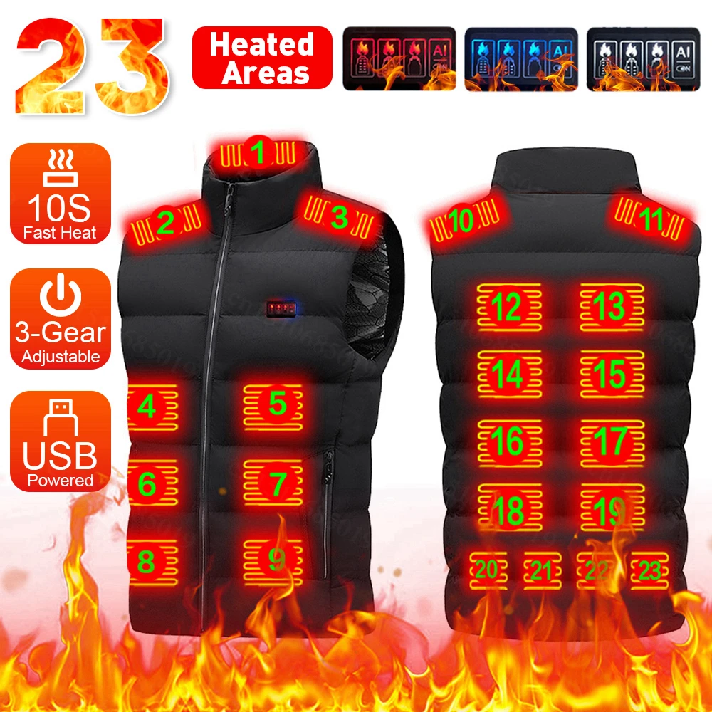 23 Zone Heated Vest Electric Heated Jackets Women Men Sportswear Heated Coat Graphene Heat Coat USB Heating Jacket For Camping
23 Zone Heated Vest Electric Heated Jackets Women Men Sportswear Heated Coat Graphene Heat Coat USB Heating Jacket For Camping