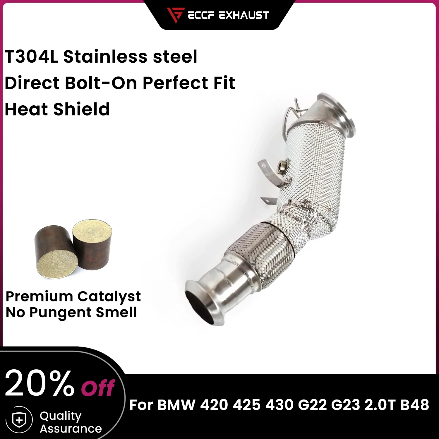 ECCF Downpipe With Heat Shield For BMW 420 425 430 G22 G23 2.0T B48 Aggressive Exhaust Sound High Flow Performance Upgrade
ECCF Downpipe With Heat Shield For BMW 420 425 430 G22 G23 2.0T B48 Aggressive Exhaust Sound High Flow Performance Upgrade