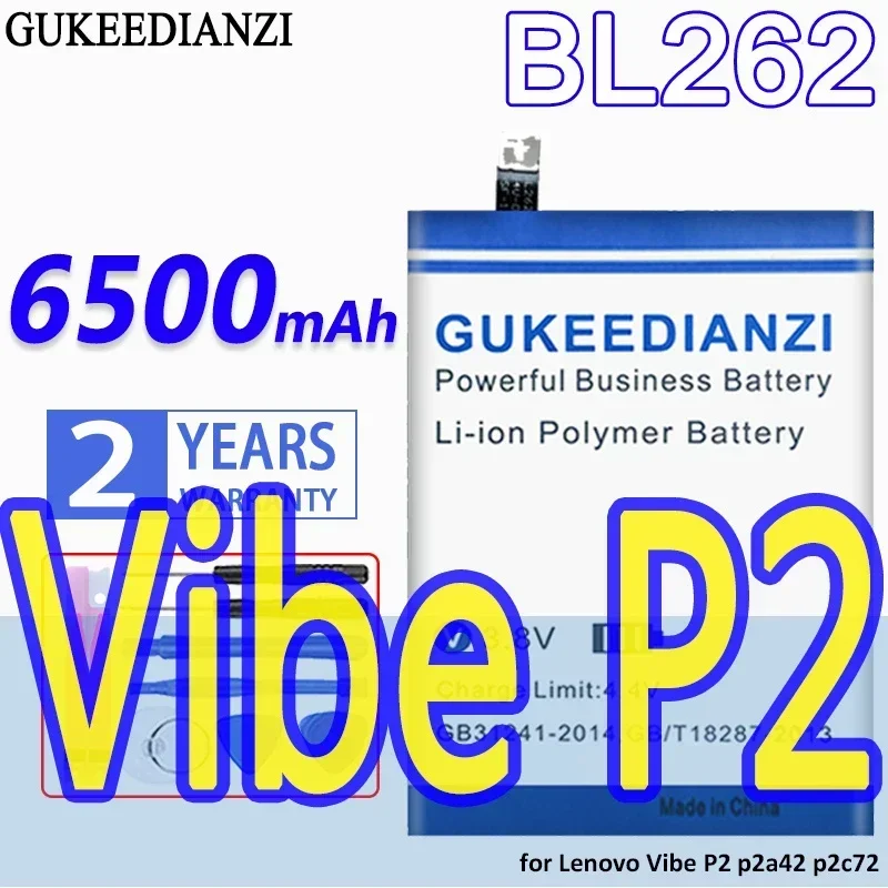 Аккумулятор GUKEEDIANZI большой емкости BL262 6500 мАч для Lenovo Vibe P2 p2a42 p2c72, аккумуляторы для мобильных телефонов
Аккумулятор GUKEEDIANZI большой емкости BL262 6500 мАч для Lenovo Vibe P2 p2a42 p2c72, аккумуляторы для мобильных телефонов