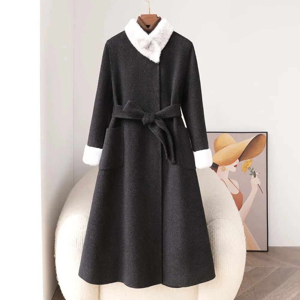 2025 High-End Fashion Autumn Winter New Double-Faced Mink Collar Cashmere Wool Coat Jacket for Women
2025 High-End Fashion Autumn Winter New Double-Faced Mink Collar Cashmere Wool Coat Jacket for Women