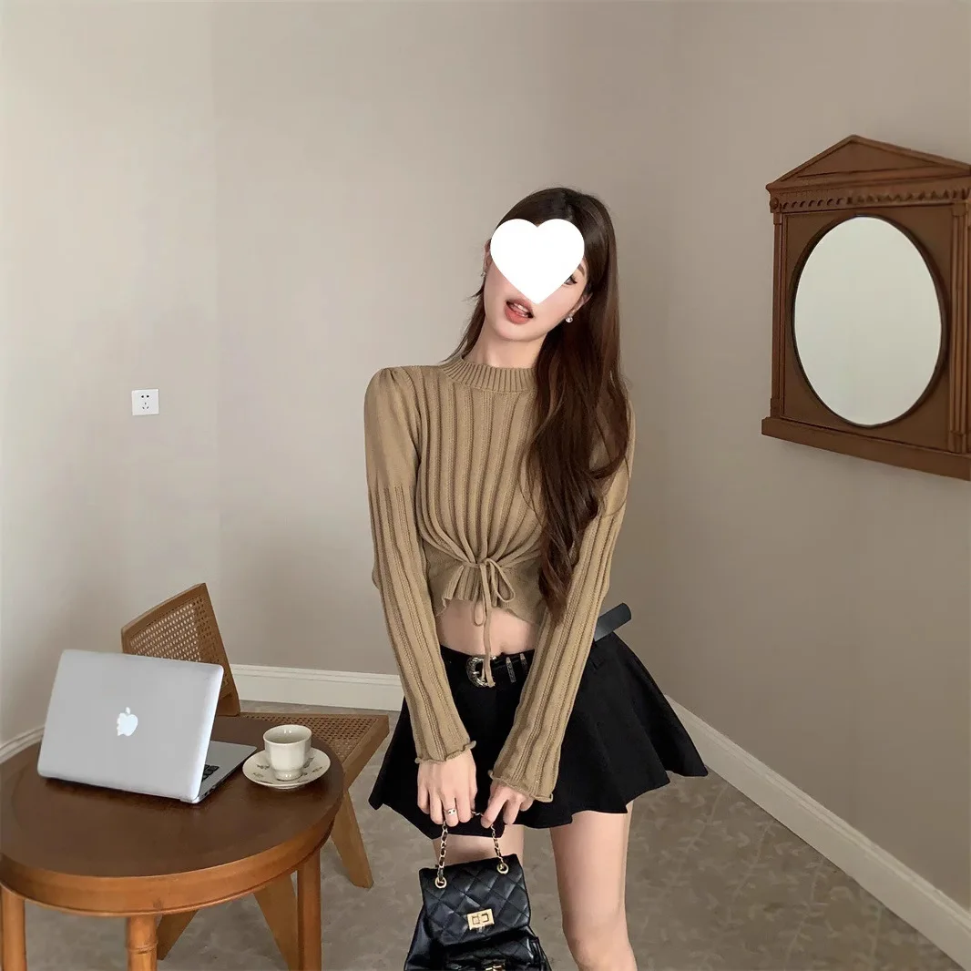 2025 Fashionable Ruffles Knitwear Women Drawstring Long Sleeve Korean Fashion Pullovers Loose Solid Color Casual Autumn New Wh3
2025 Fashionable Ruffles Knitwear Women Drawstring Long Sleeve Korean Fashion Pullovers Loose Solid Color Casual Autumn New Wh3