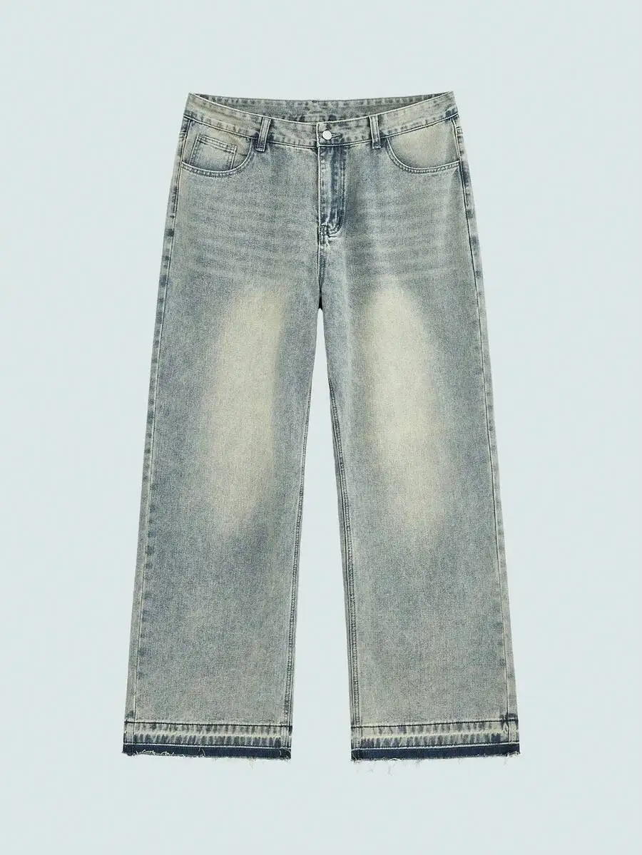 Mens Retro Loose Wide Leg Jeans Distressed Frayed Hem Casual Street Style
Mens Retro Loose Wide Leg Jeans Distressed Frayed Hem Casual Street Style