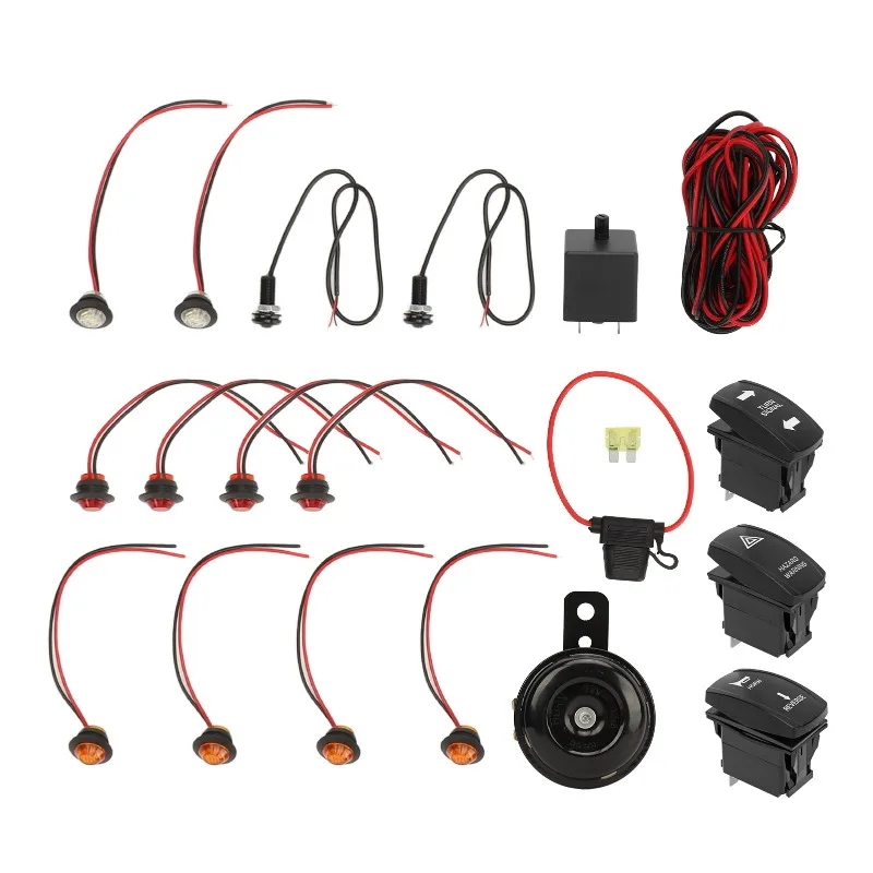 12V UTV Turn Signal Kit with Flasher Relay & Wiring Harness - Includes Rocker Switch, Durable Replacement Part for Polaris RZR,
12V UTV Turn Signal Kit with Flasher Relay & Wiring Harness - Includes Rocker Switch, Durable Replacement Part for Polaris RZR,