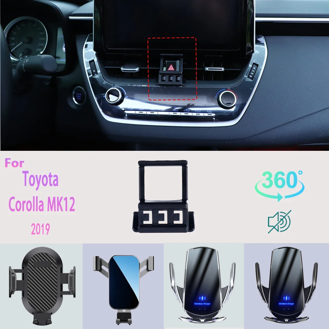 Car Phone Holder For Toyota Corolla MK12 2019 Mobile Phone Support Car Mounts Wireless Charging Car Accessories 360° degrees
Car Phone Holder For Toyota Corolla MK12 2019 Mobile Phone Support Car Mounts Wireless Charging Car Accessories 360° degrees