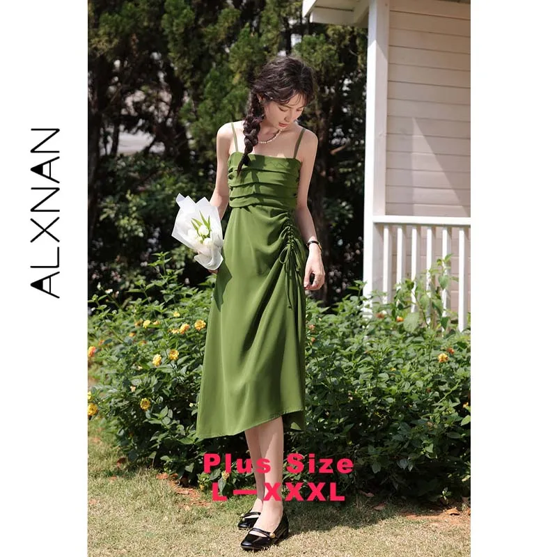 ALXNAN Plus Size Green Sleeveless Maxi Dress Women Elegant Drawstring Holiday Beach Thin Strap Long Dress Summer New D01655
ALXNAN Plus Size Green Sleeveless Maxi Dress Women Elegant Drawstring Holiday Beach Thin Strap Long Dress Summer New D01655