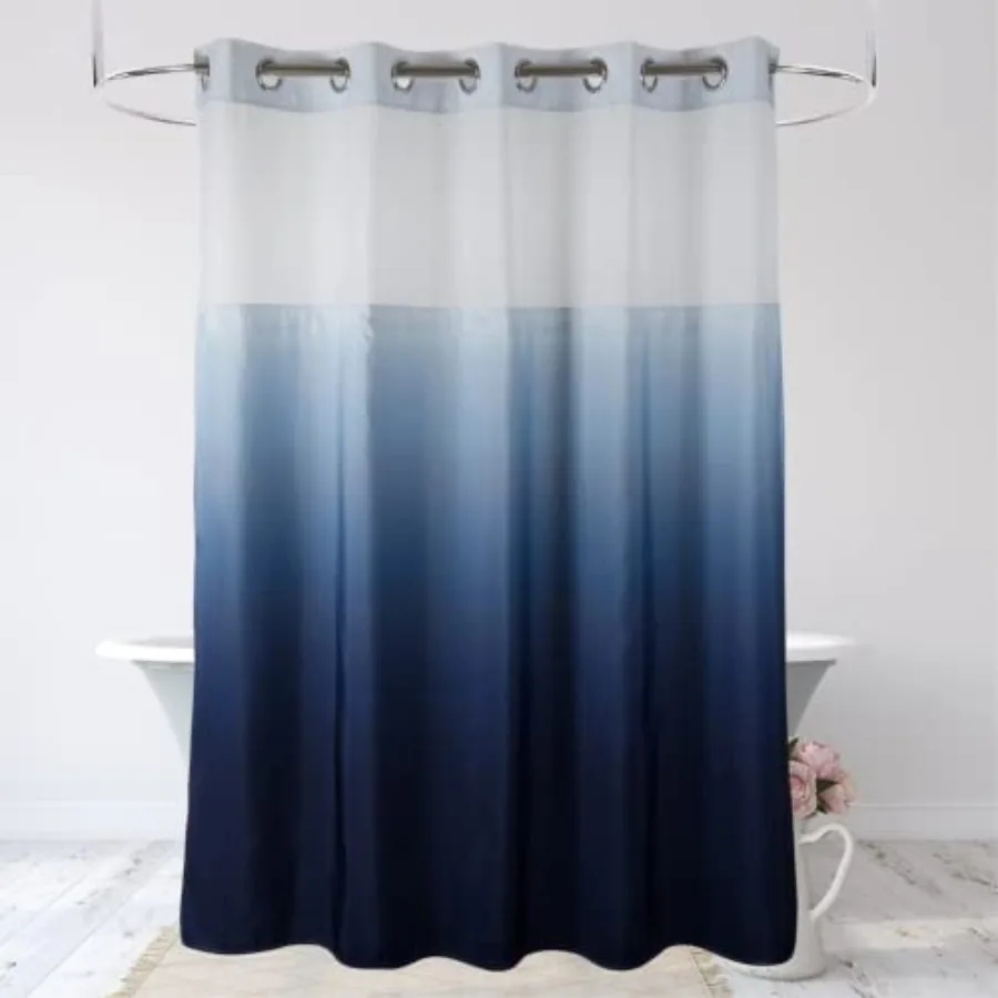 71" W x 74" L Hook Free Fabric Shower Curtain with Polyester Snap-in Liner with Magnets Hotel Quality Top See Through Gradient
71" W x 74" L Hook Free Fabric Shower Curtain with Polyester Snap-in Liner with Magnets Hotel Quality Top See Through Gradient