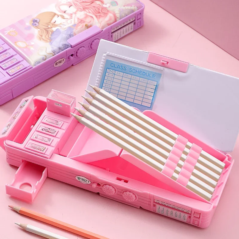Girl Cute Pencil Case Mechanical Deformation Combination Lock Stationery Box School Student Pencil Box Cartoon Plastic Pen Case
Girl Cute Pencil Case Mechanical Deformation Combination Lock Stationery Box School Student Pencil Box Cartoon Plastic Pen Case
