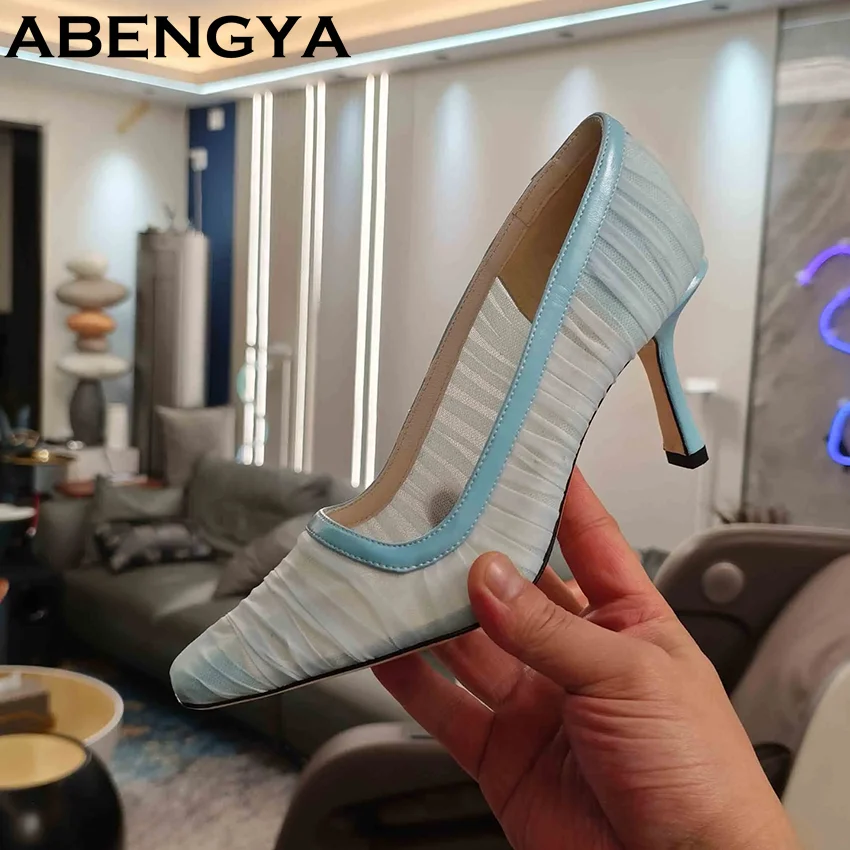 New Summer High Heels Shoes For Women Pumps Pleated Airmesh Sandalias Formal Dress Shoes Mules Square Toe Women's Shoes Mujer
New Summer High Heels Shoes For Women Pumps Pleated Airmesh Sandalias Formal Dress Shoes Mules Square Toe Women's Shoes Mujer