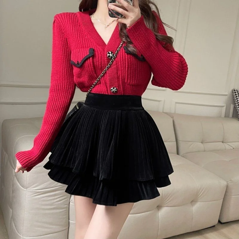 Velvet High Waist A-shaped Skirt 2023 Pleated Skirt Women Ropa Mujer Mini Skirts Clothes for Women
Velvet High Waist A-shaped Skirt 2023 Pleated Skirt Women Ropa Mujer Mini Skirts Clothes for Women