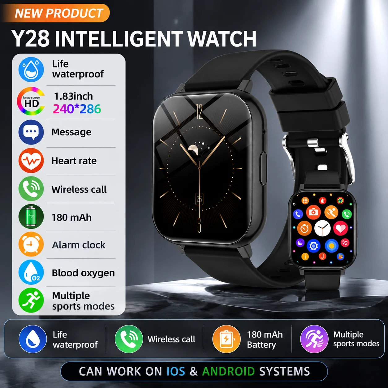 Intelligent LIGE New Smart Watch 1.83" HD IPS Screen Life Waterproof Multiple Sport Modes Wireless Call smartwatch for men women
Intelligent LIGE New Smart Watch 1.83" HD IPS Screen Life Waterproof Multiple Sport Modes Wireless Call smartwatch for men women