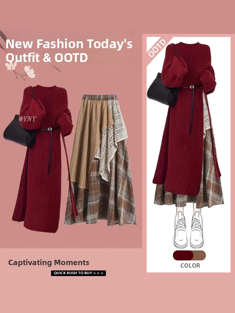 Красная клетчатая юбка, винтажная лоскутная осенне-зимняя новогодняя одежда, длинный комплект из полиэфирного волокна, круглый комплект из двух предметов
Красная клетчатая юбка, винтажная лоскутная осенне-зимняя новогодняя одежда, длинный комплект из полиэфирного волокна, круглый комплект из двух предметов