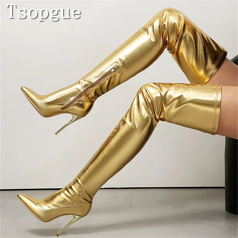 Sexy Womens Pointy Toe Over The Knee Boots Patent Leather Thin High Heel Long Boots Fashion Runway Party Stiletto Botas
Sexy Womens Pointy Toe Over The Knee Boots Patent Leather Thin High Heel Long Boots Fashion Runway Party Stiletto Botas