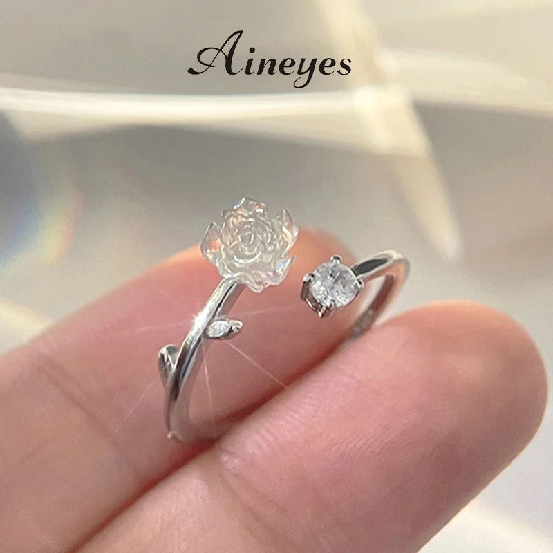 New Fashion 925 Sterling Silver White Camellia Ring Sweet Charm Zircon Transparent Colorful Rose Flower Open Adjustable Ring
New Fashion 925 Sterling Silver White Camellia Ring Sweet Charm Zircon Transparent Colorful Rose Flower Open Adjustable Ring