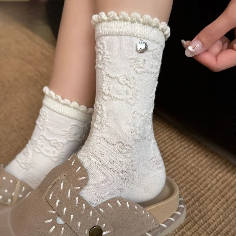 Hellokitty Ladies Tube Socks Spring and Autumn White Kitten Lace Pile Thin Cartoon Pendant Japanese Cute Student
Hellokitty Ladies Tube Socks Spring and Autumn White Kitten Lace Pile Thin Cartoon Pendant Japanese Cute Student