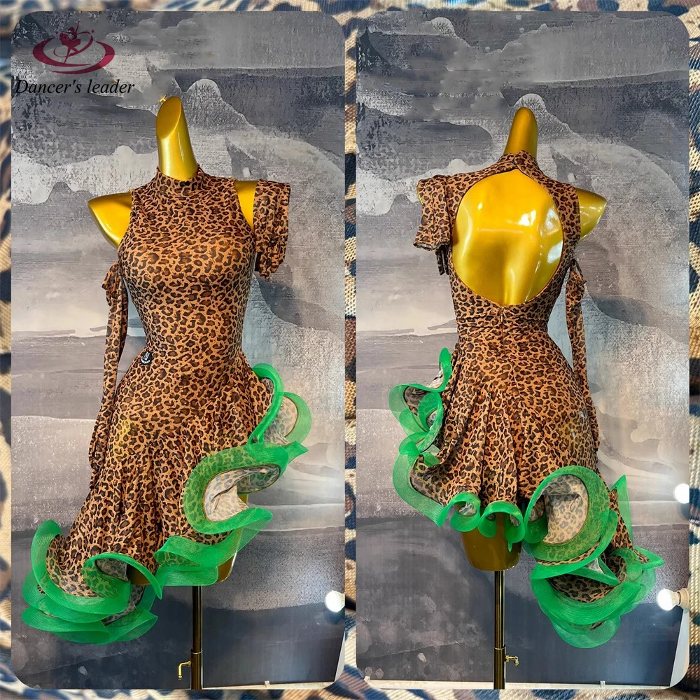 Latin Dance Competition Women's High-end Custom Leopard Print Green Border Skirt Tango Samba Performance Rhinestone Dress
Latin Dance Competition Women's High-end Custom Leopard Print Green Border Skirt Tango Samba Performance Rhinestone Dress