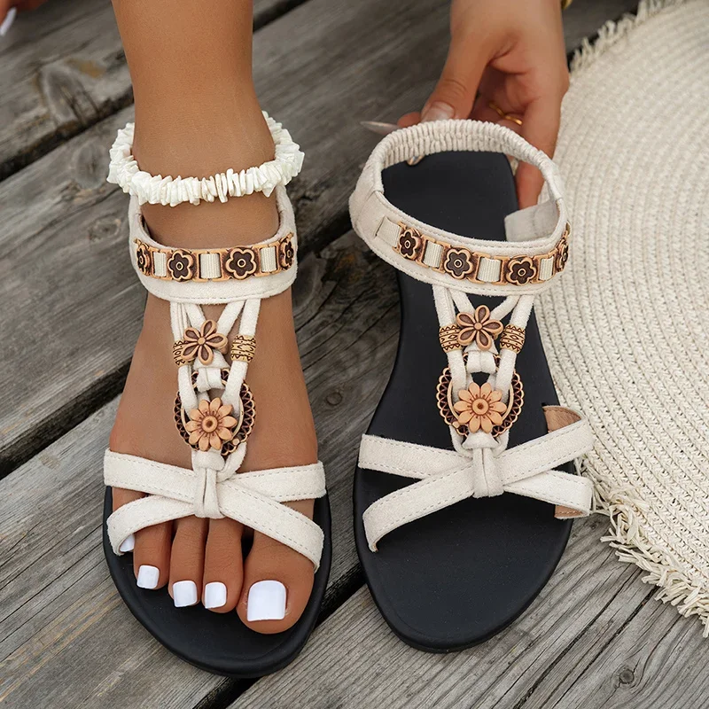 Women Flat Sandals Summer Gladiator Sandalias Mujer Flowers Decor Sandals Large Size Women's Shoes Light Non Slip Beach Sandles
Women Flat Sandals Summer Gladiator Sandalias Mujer Flowers Decor Sandals Large Size Women's Shoes Light Non Slip Beach Sandles