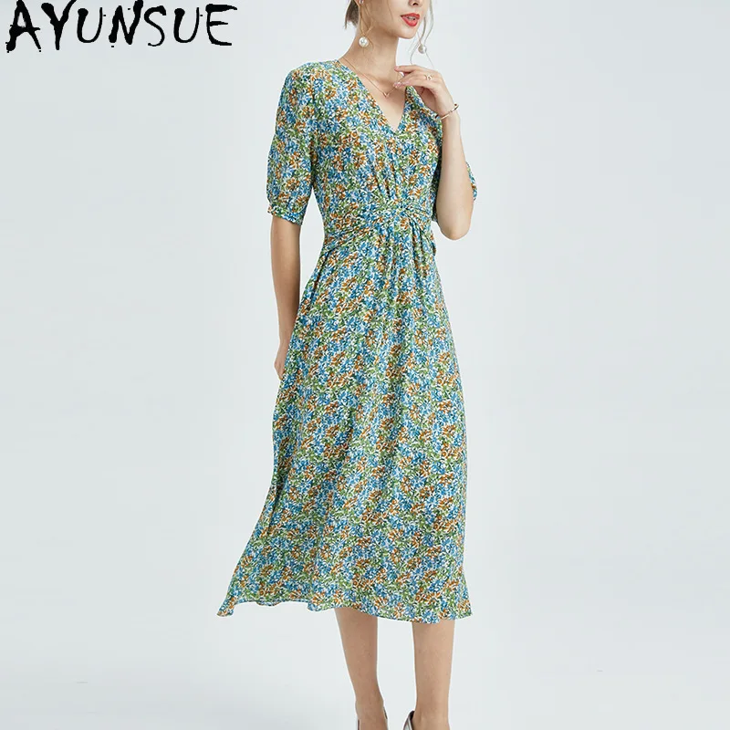 AYUNSUE 100% Natural Mulberry Silk Party Dress Women Clothes Elegant Womens Dresses Floral Fashion Summer Dress Vestido Mujer
AYUNSUE 100% Natural Mulberry Silk Party Dress Women Clothes Elegant Womens Dresses Floral Fashion Summer Dress Vestido Mujer