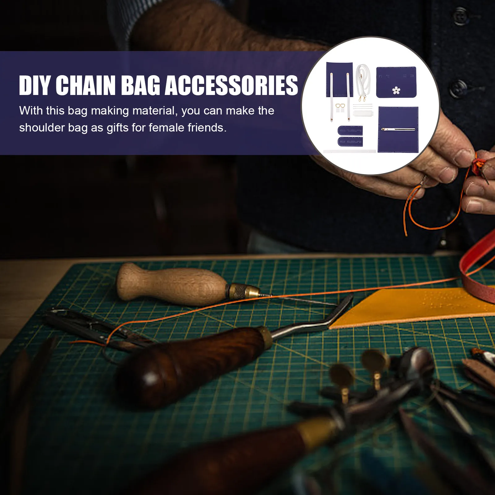 DIY Bag Knitting Kit PU Handmade Square Shoulder Bag Making Material Chain Accessory Craft Supplies for Female Gift
DIY Bag Knitting Kit PU Handmade Square Shoulder Bag Making Material Chain Accessory Craft Supplies for Female Gift