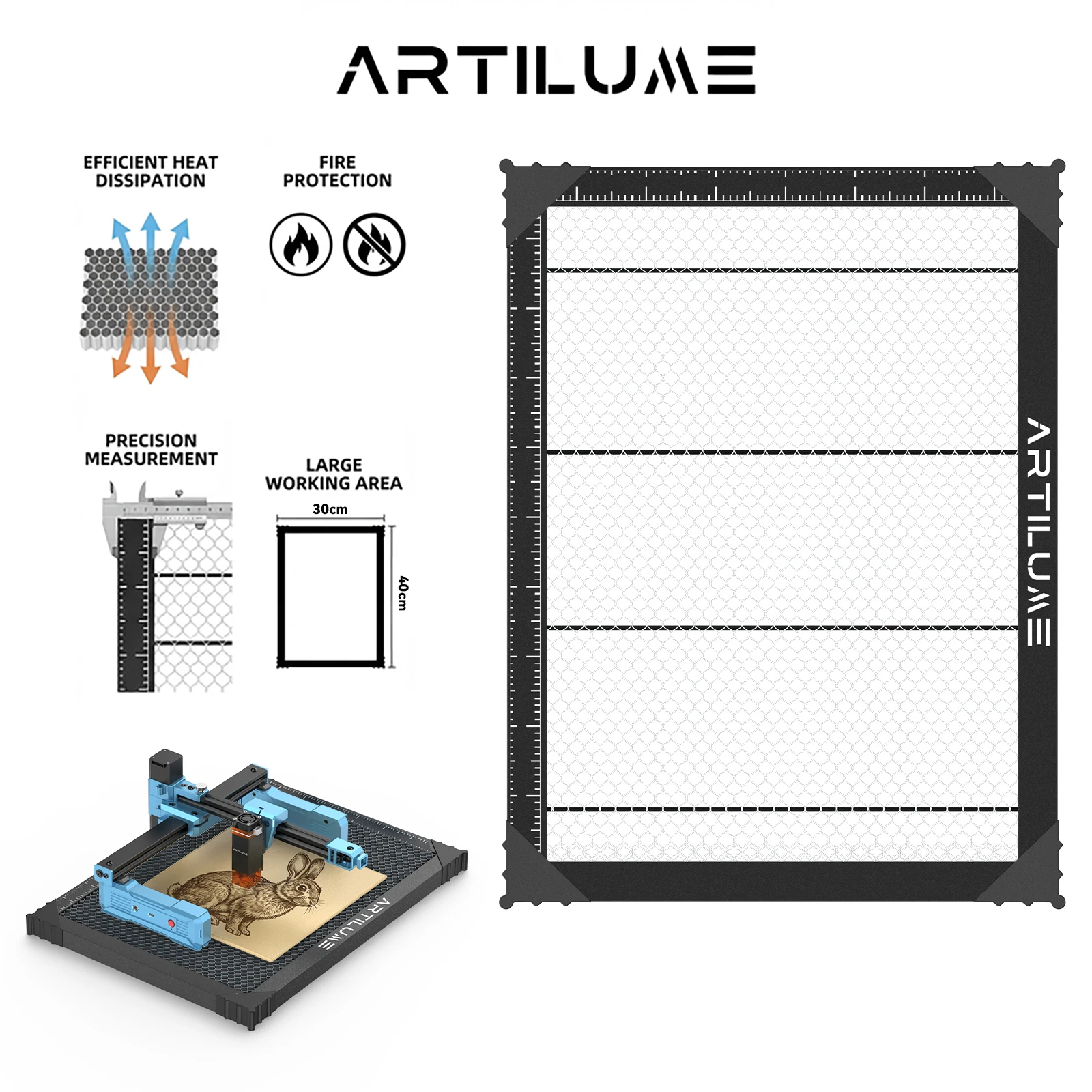 Artilume Honeycomb Worktable 12mm Large Aperture Honeycomb Design 30cm*40cm For S1 Laser Engraving Machine
Artilume Honeycomb Worktable 12mm Large Aperture Honeycomb Design 30cm*40cm For S1 Laser Engraving Machine