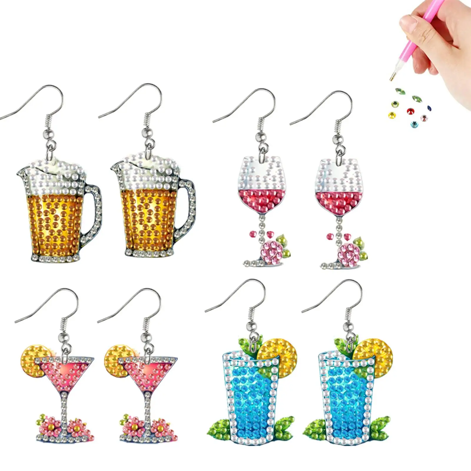 4 Pairs Double Sided DIY Diamond Art Earrings Diamond Earrings Making Kit DIY Earrings Making Kit Handmade Gifts for Birthdays
4 Pairs Double Sided DIY Diamond Art Earrings Diamond Earrings Making Kit DIY Earrings Making Kit Handmade Gifts for Birthdays