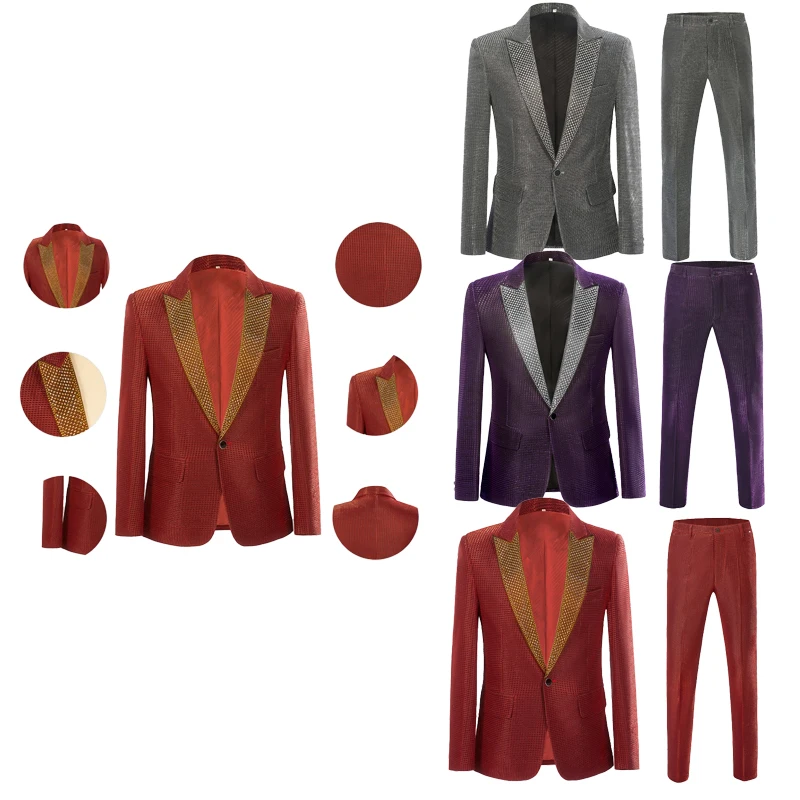 2025 New Shimmering Rhinestone Collar Slim-Fit Suit for Men,Purple Stage Performance/Singer Host Men's Blazer+Pants 2-Piece Set
2025 New Shimmering Rhinestone Collar Slim-Fit Suit for Men,Purple Stage Performance/Singer Host Men's Blazer+Pants 2-Piece Set