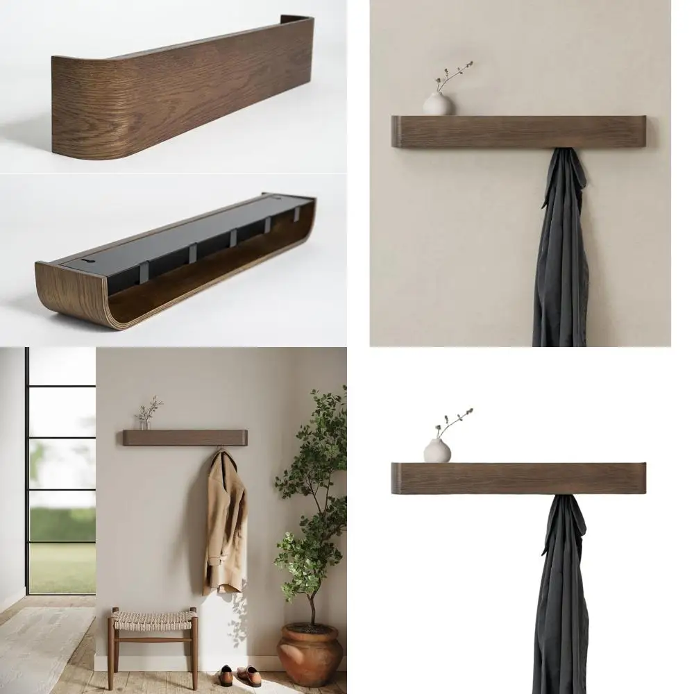 Solid Oak Wood Veneer Wall-Mounted Coat Rack with Concealed Hooks
Solid Oak Wood Veneer Wall-Mounted Coat Rack with Concealed Hooks