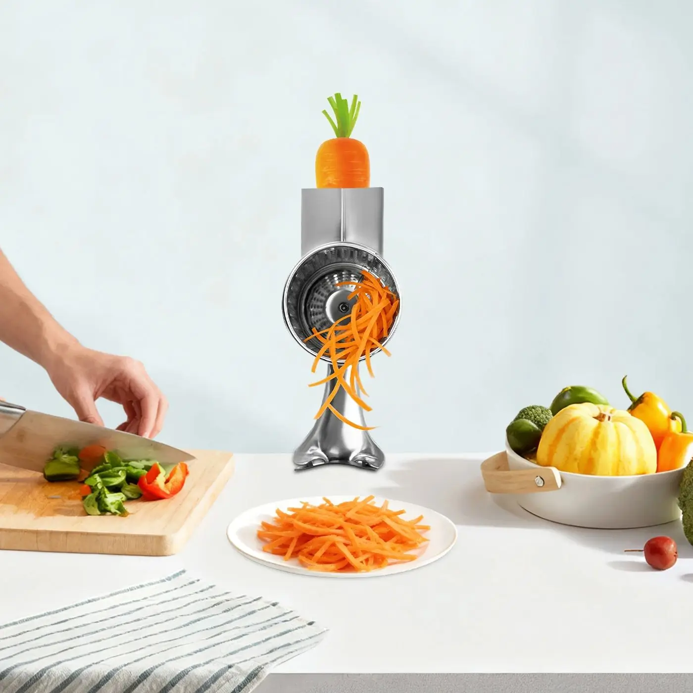 Ручной пищевой резак, вращающаяся терка из нержавеющей стали, овощерезка с фиксированным зажимом и 5 барабанными лезвиями для нарезки пищевых продуктов, измельчения
Ручной пищевой резак, вращающаяся терка из нержавеющей стали, овощерезка с фиксированным зажимом и 5 барабанными лезвиями для нарезки пищевых продуктов, измельчения