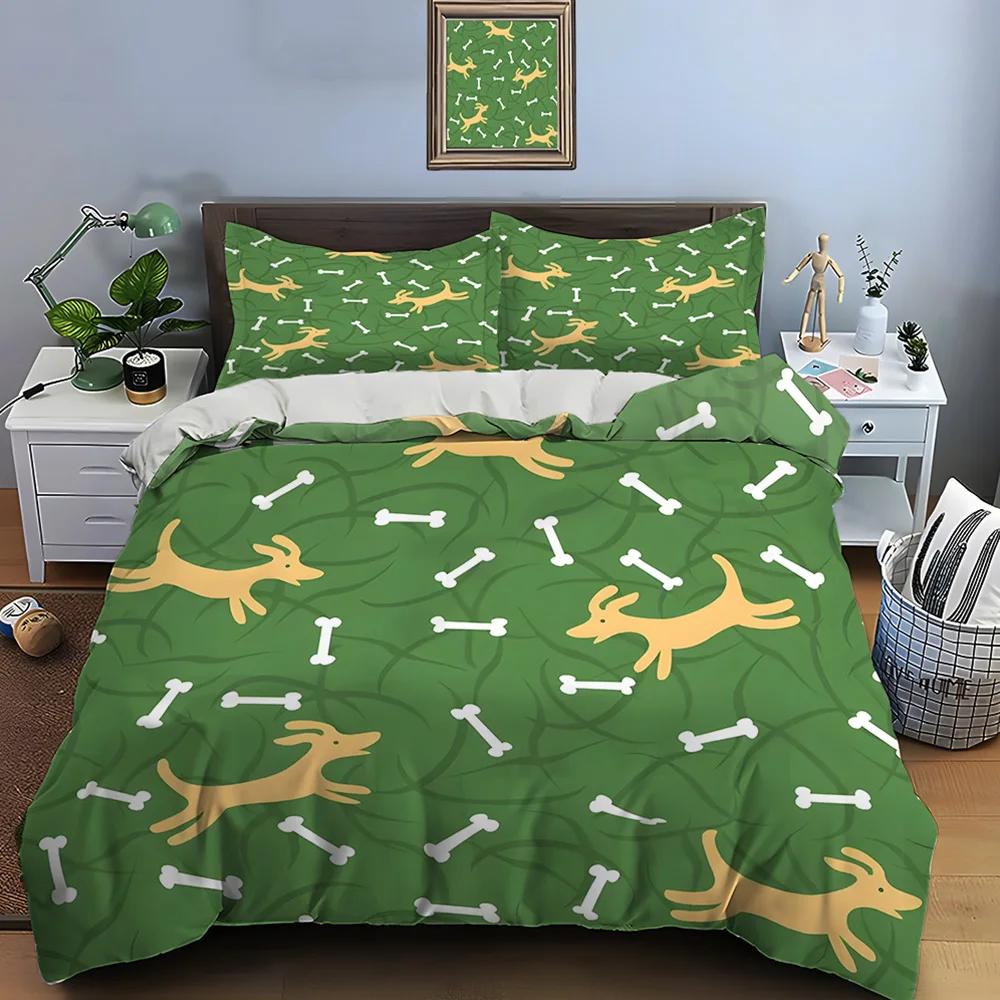 Cartoon puppy and bone green background Print Bedding Set 1 Duvet Cover 2 Pillowcases for Adult Children Luxury Gift Full Size
Cartoon puppy and bone green background Print Bedding Set 1 Duvet Cover 2 Pillowcases for Adult Children Luxury Gift Full Size