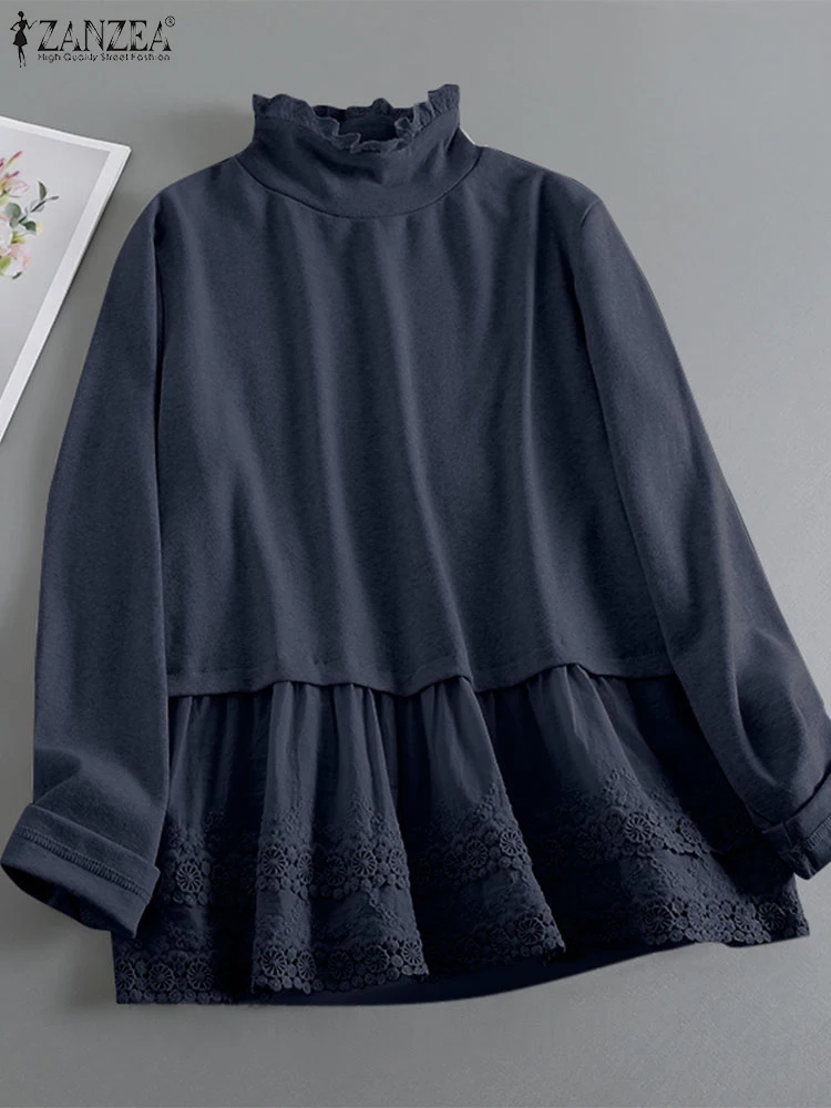 ZANZEA Women Long Sleeve Sweater 2024 Autumn Casual Loose Stand Collar Top Fashion Knitted Pullover Elegant Lace Splicing Jumper
ZANZEA Women Long Sleeve Sweater 2024 Autumn Casual Loose Stand Collar Top Fashion Knitted Pullover Elegant Lace Splicing Jumper