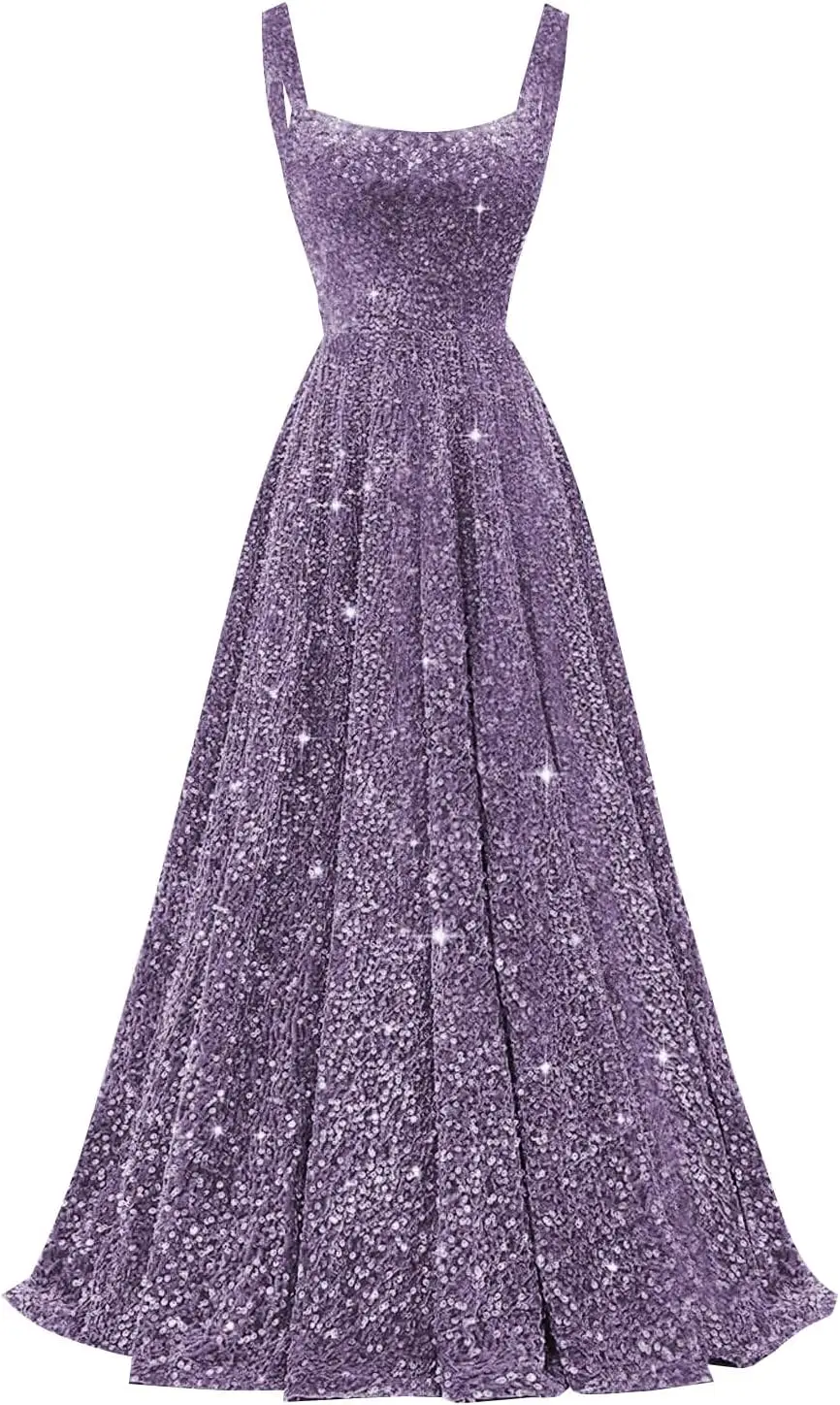 Sequin Prom Dress for Women Spaghetti Straps Formal Dresses 2026 A Line Evening Gown with Pocket party dresses
Sequin Prom Dress for Women Spaghetti Straps Formal Dresses 2026 A Line Evening Gown with Pocket party dresses