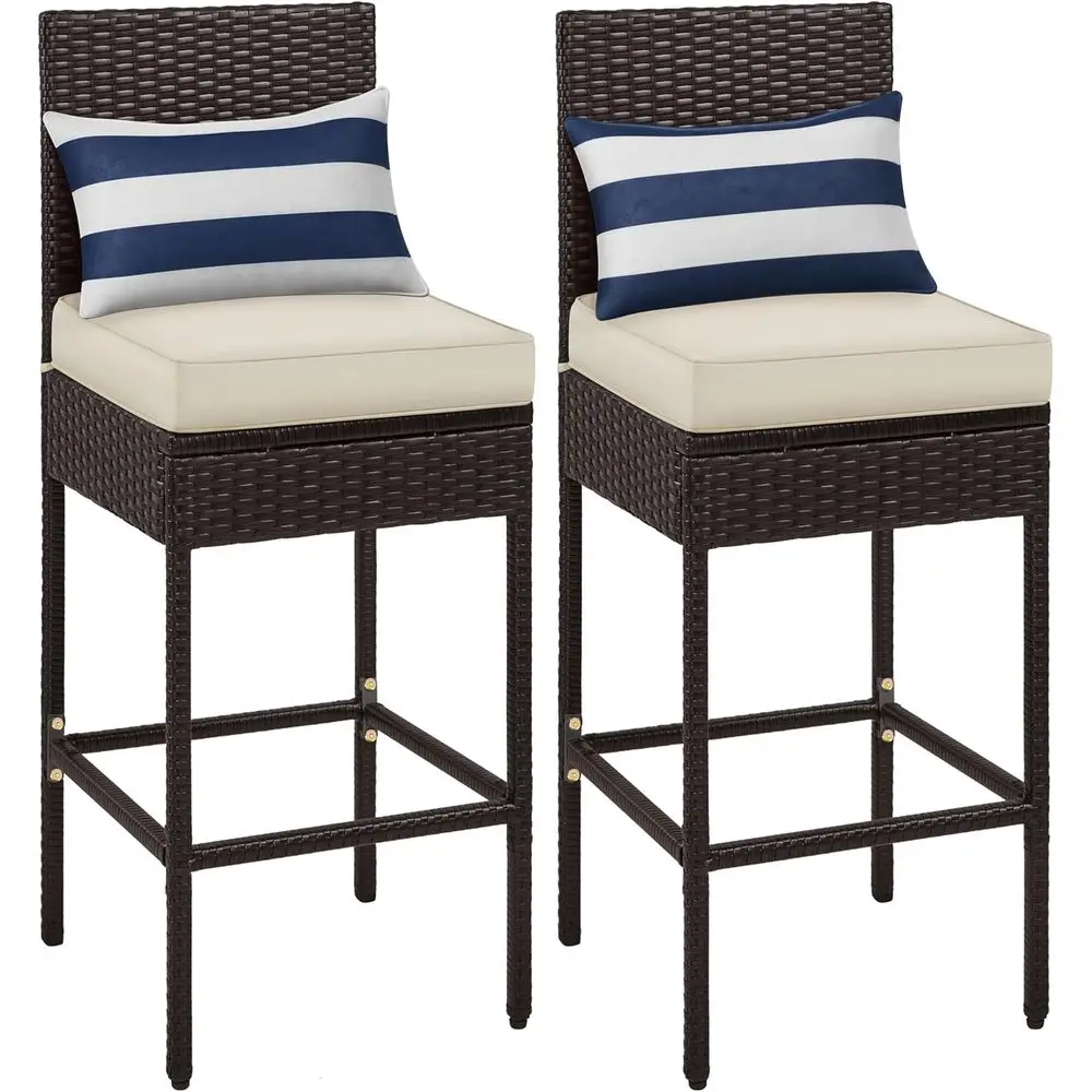 Set o 2 Patio Bar Stools, Outdoor PE Rattan Bar Height Chairs with Cushions & ootrests & Backrest or Indoor, Outdoor, Backyard,
Set o 2 Patio Bar Stools, Outdoor PE Rattan Bar Height Chairs with Cushions & ootrests & Backrest or Indoor, Outdoor, Backyard,