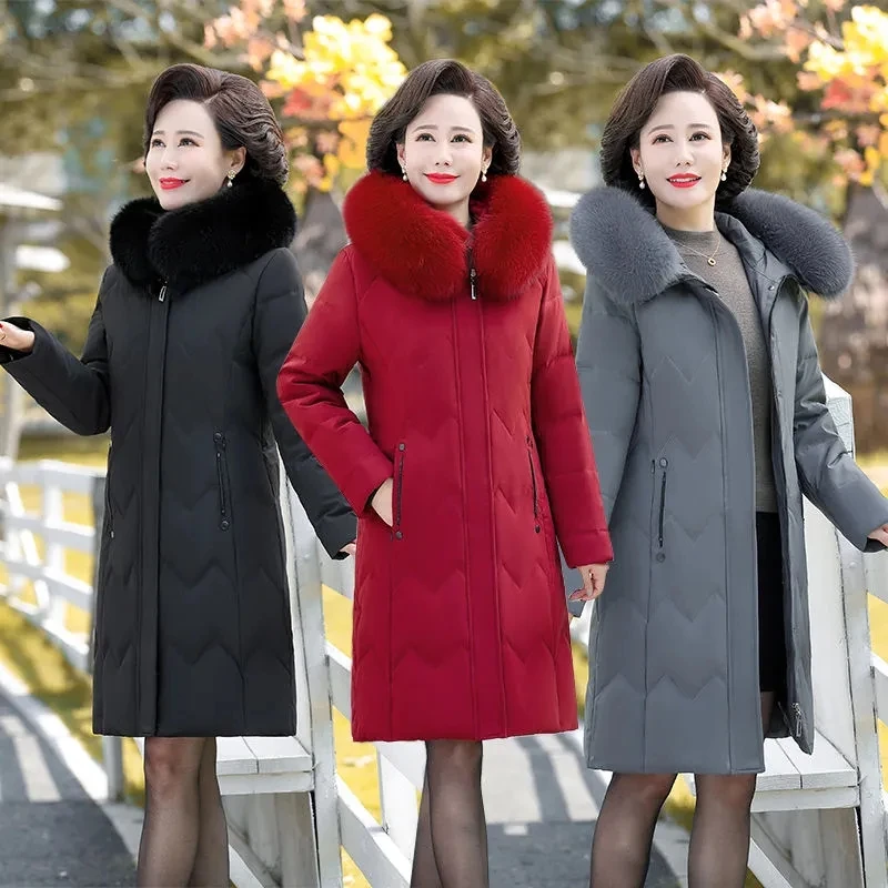 Middle-aged Mother Down Jacket Female 2022 Winter Long Thick Plus Size Fur Collar Warm White Duck Down Jacket Parkas Womens 6XL
Middle-aged Mother Down Jacket Female 2022 Winter Long Thick Plus Size Fur Collar Warm White Duck Down Jacket Parkas Womens 6XL