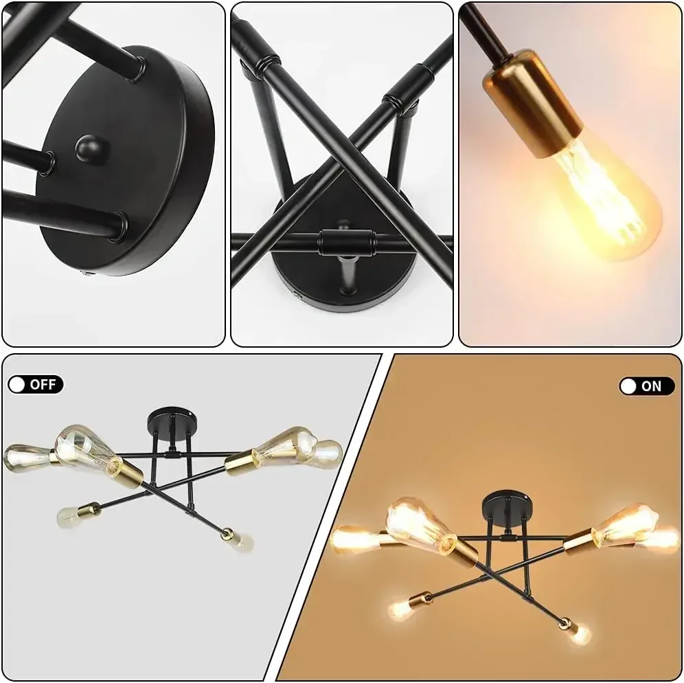 Nordic Modern Chandelier Sputnik Lamps Semi-Embedded Ceiling Lamp Brushed Antique Gold Lighting 6 Lights Home Decoration
Nordic Modern Chandelier Sputnik Lamps Semi-Embedded Ceiling Lamp Brushed Antique Gold Lighting 6 Lights Home Decoration