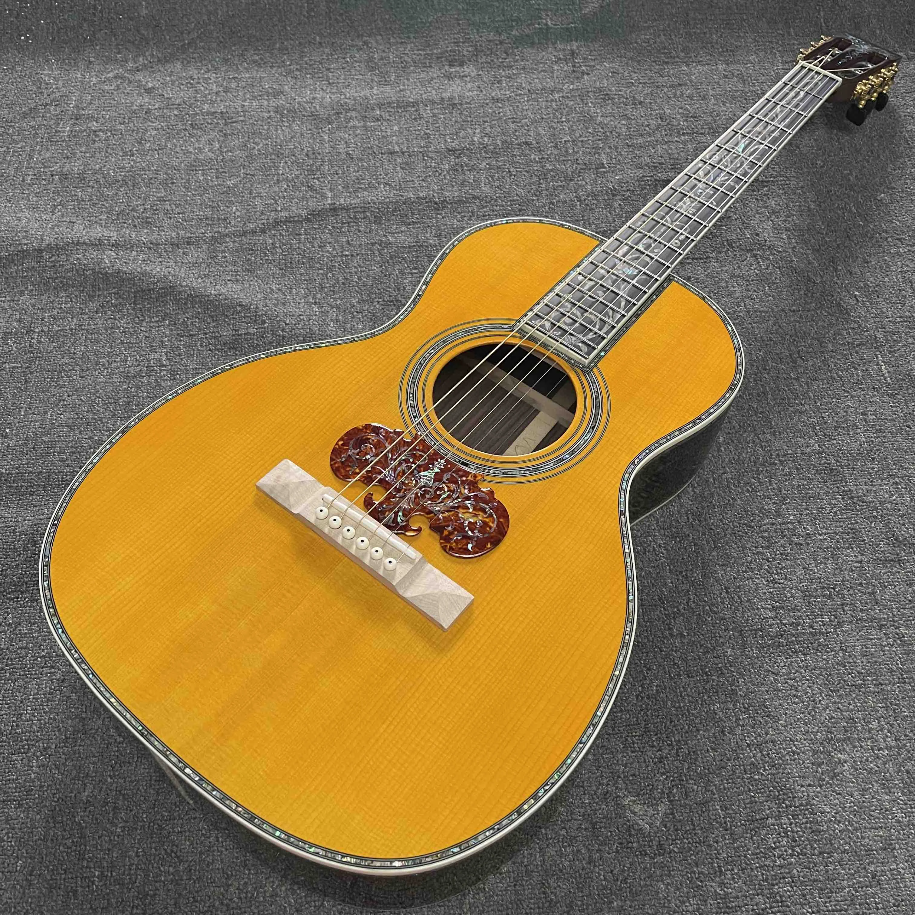 Custom OOO Body Solid Rosewood Back Side Acoustic Guitar with Customized Pickguard and Bridge, Accept Guitar OEM
Custom OOO Body Solid Rosewood Back Side Acoustic Guitar with Customized Pickguard and Bridge, Accept Guitar OEM