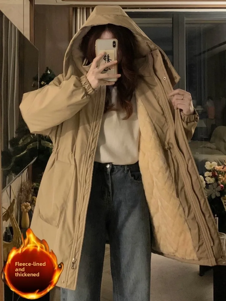 Women's Hooded down Cotton Jacket Spring Autumn Thickened Medium Length Parka Coat Korean Style Slim Fit Long Sleeve Zipper
Women's Hooded down Cotton Jacket Spring Autumn Thickened Medium Length Parka Coat Korean Style Slim Fit Long Sleeve Zipper